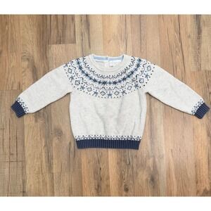 The‎ Little White Company Wool Blend Fair Isle Sweater 9-12M Baby Blue Jumper